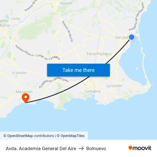 Avda. Academia General Del Aire to Bolnuevo map