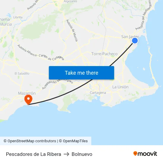 Pescadores de La Ribera to Bolnuevo map