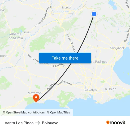 Venta Los Pinos to Bolnuevo map