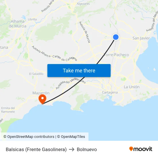 Balsicas (Frente Gasolinera) to Bolnuevo map