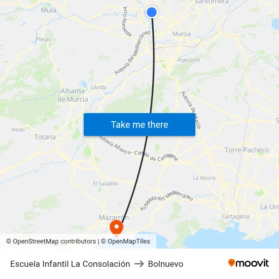 Escuela Infantil La Consolación to Bolnuevo map