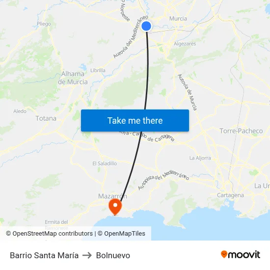 Barrio Santa María to Bolnuevo map