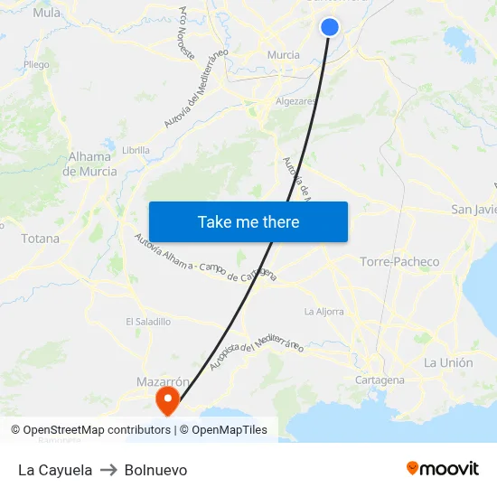 La Cayuela to Bolnuevo map