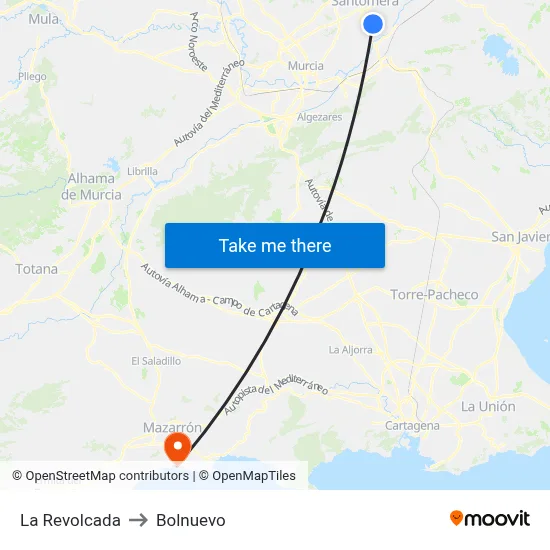 La Revolcada to Bolnuevo map