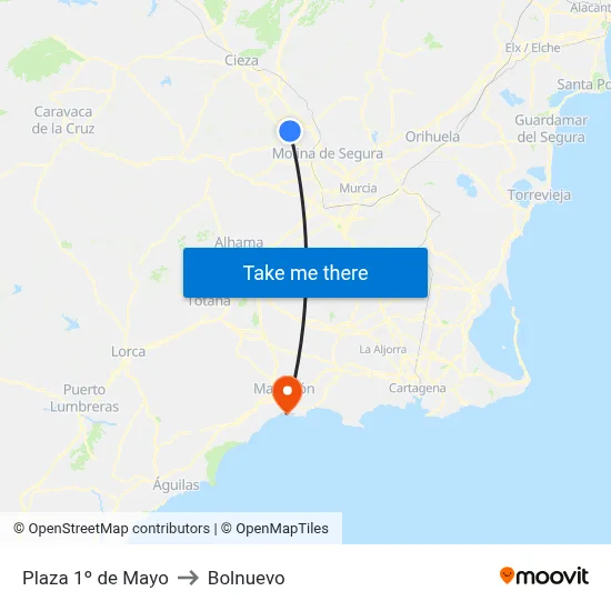 Plaza 1º de Mayo to Bolnuevo map