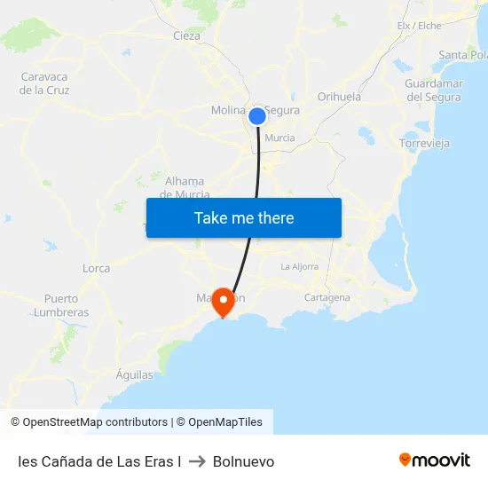 Ies Cañada de Las Eras I to Bolnuevo map