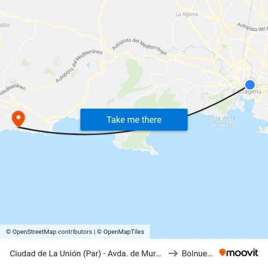 Ciudad de La Unión (Par) - Avda. de Murcia to Bolnuevo map