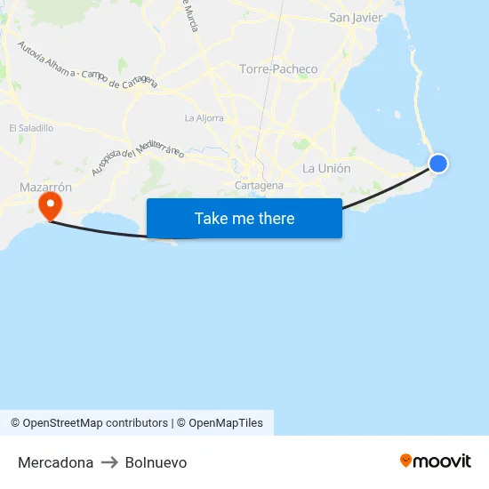 Mercadona to Bolnuevo map