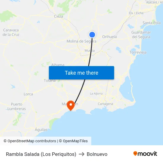 Rambla Salada (Los Periquitos) to Bolnuevo map