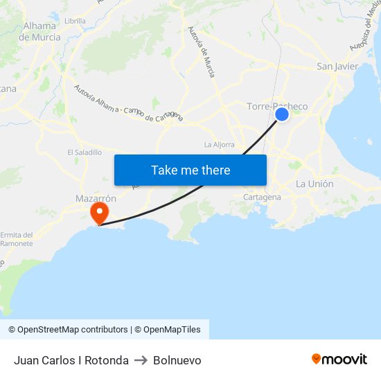 Juan Carlos I Rotonda to Bolnuevo map
