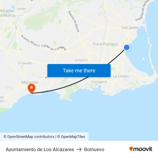 Ayuntamiento de Los Alcázares to Bolnuevo map