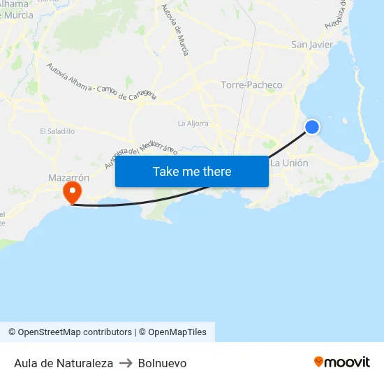 Aula de Naturaleza to Bolnuevo map