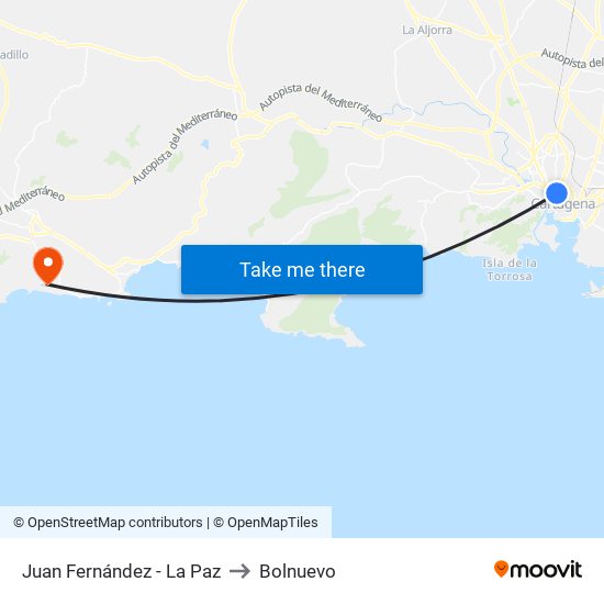 Juan Fernández - La Paz to Bolnuevo map