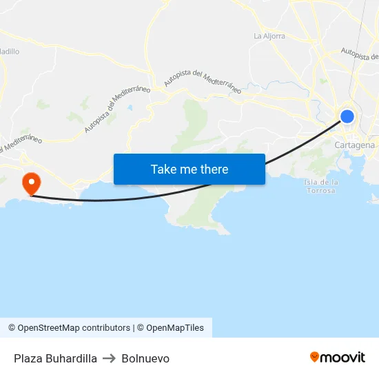 Plaza Buhardilla to Bolnuevo map