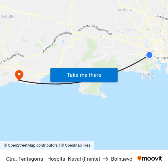 Ctra. Tentegorra - Hospital Naval (Frente) to Bolnuevo map