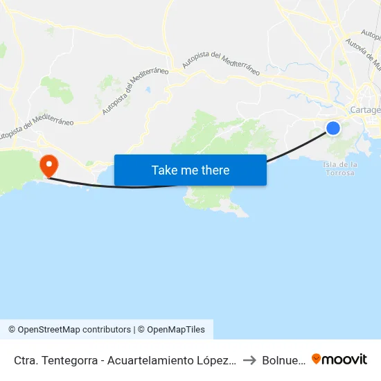 Ctra. Tentegorra - Acuartelamiento López Pinto to Bolnuevo map