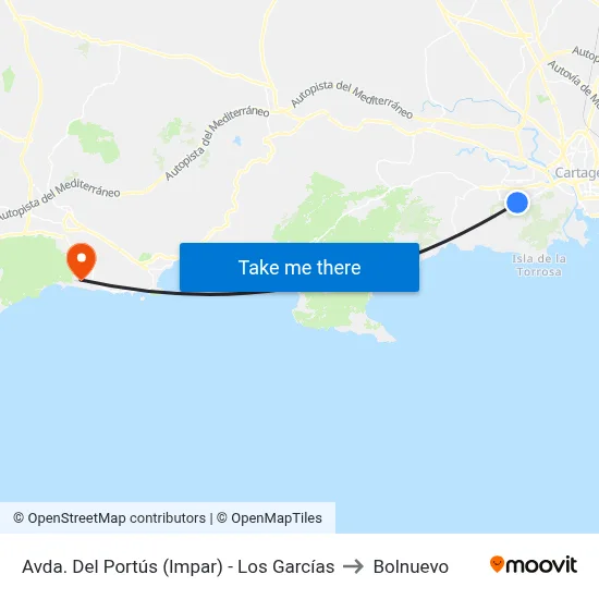 Avda. Del Portús (Impar) - Los Garcías to Bolnuevo map