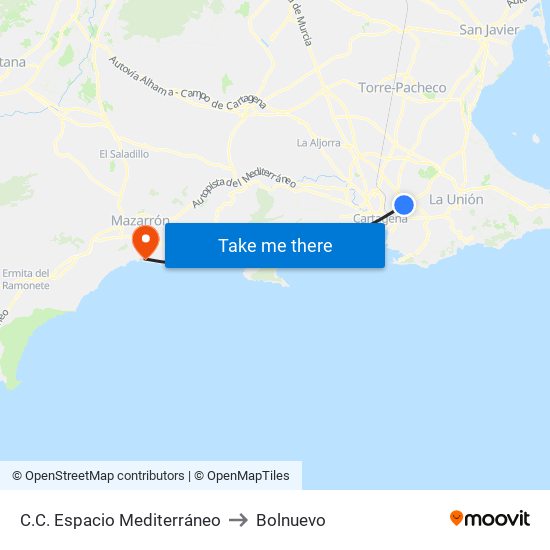 C.C. Espacio Mediterráneo to Bolnuevo map