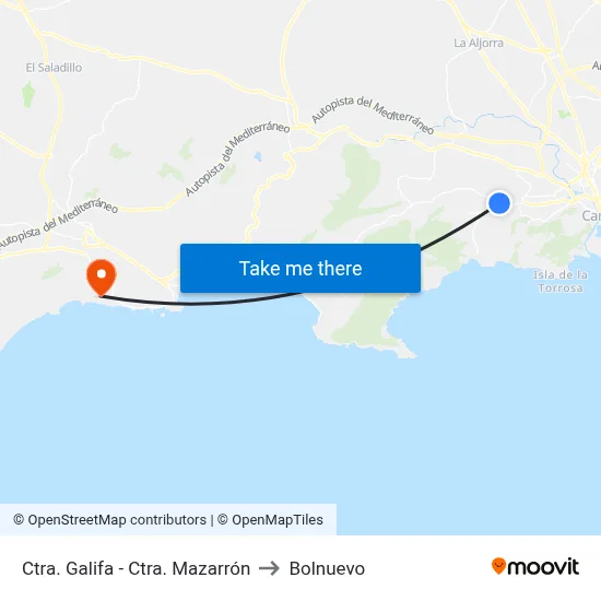 Ctra. Galifa - Ctra. Mazarrón to Bolnuevo map