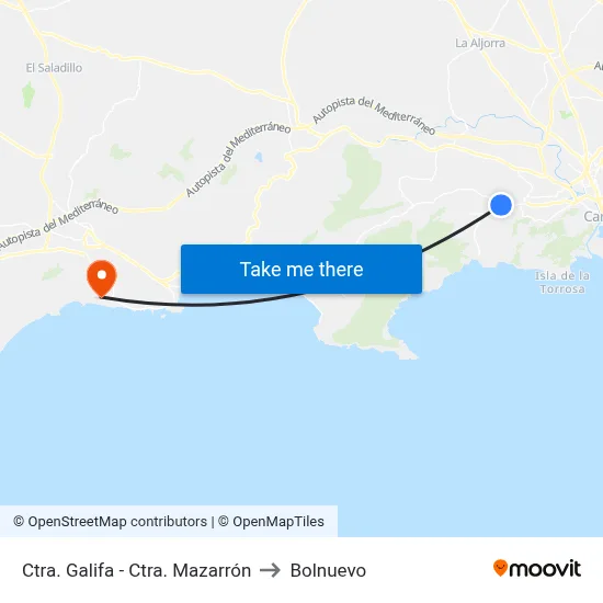 Ctra. Galifa - Ctra. Mazarrón to Bolnuevo map