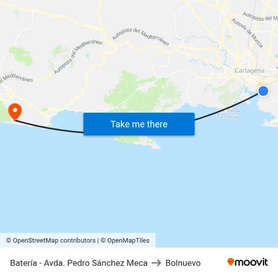 Batería - Avda. Pedro Sánchez Meca to Bolnuevo map