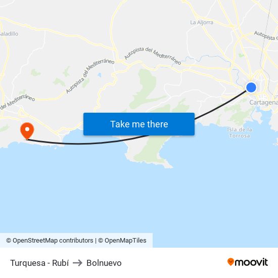 Turquesa - Rubí to Bolnuevo map