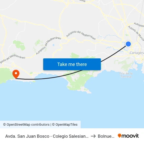 Avda. San Juan Bosco - Colegio Salesianos to Bolnuevo map