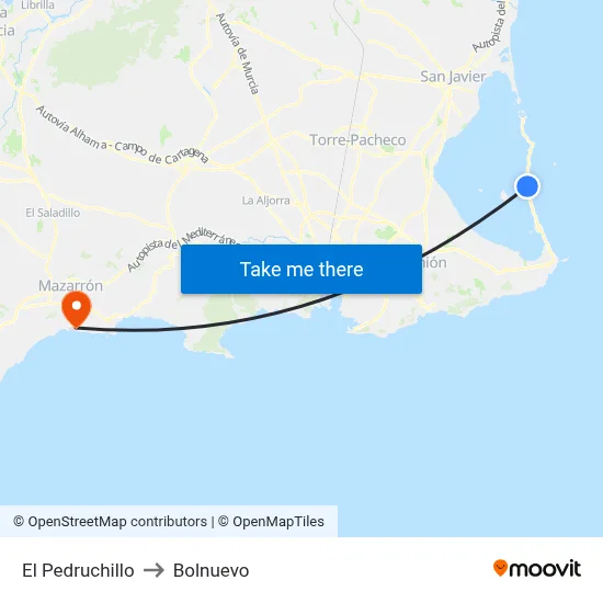 El Pedruchillo to Bolnuevo map