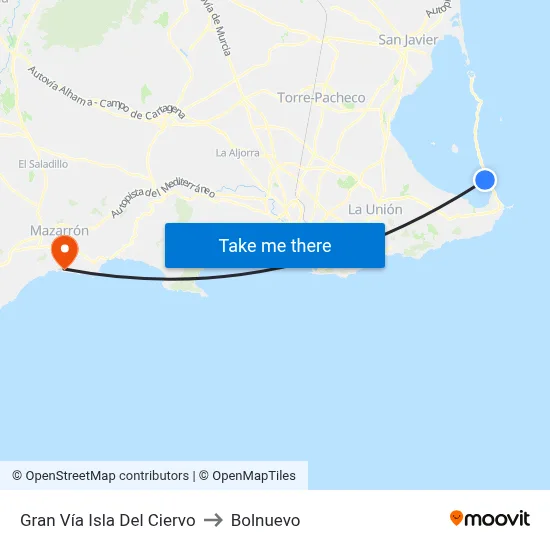 Gran Vía Isla Del Ciervo to Bolnuevo map