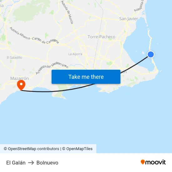 El Galán to Bolnuevo map