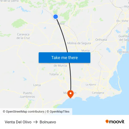 Venta Del Olivo to Bolnuevo map