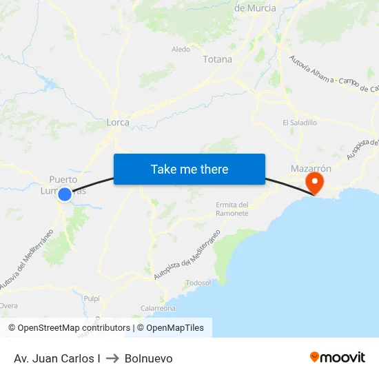 Av. Juan Carlos I to Bolnuevo map