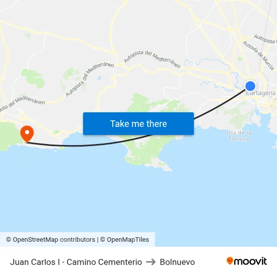 Juan Carlos I - Camino Cementerio to Bolnuevo map