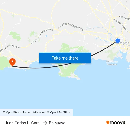 Juan Carlos I - Coral to Bolnuevo map
