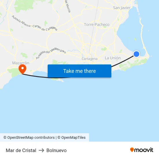 Mar de Cristal to Bolnuevo map