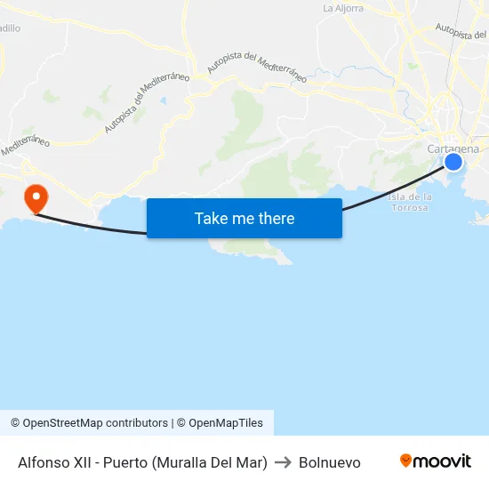 Alfonso XII - Puerto (Muralla Del Mar) to Bolnuevo map