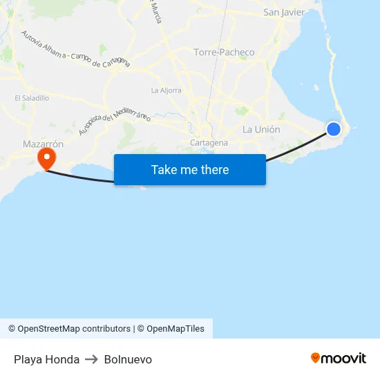 Playa Honda to Bolnuevo map
