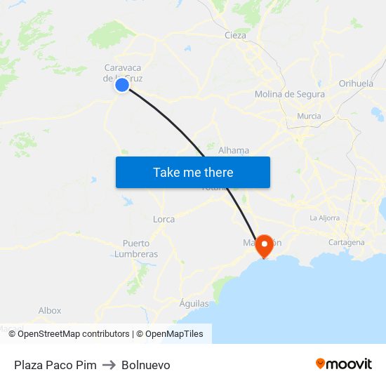 Plaza Paco Pim to Bolnuevo map