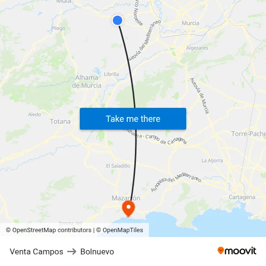 Venta Campos to Bolnuevo map