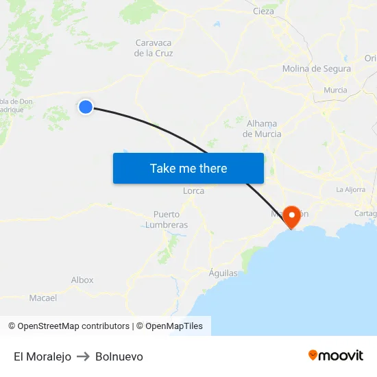 El Moralejo to Bolnuevo map