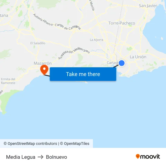 Media Legua to Bolnuevo map