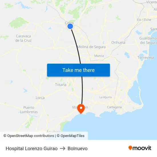 Hospital Lorenzo Guirao to Bolnuevo map