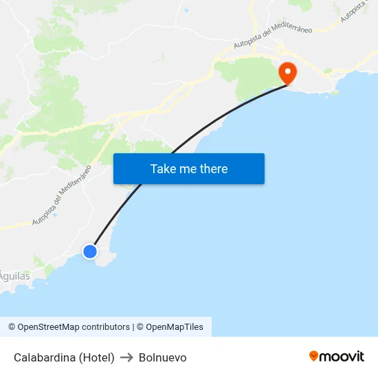 Calabardina (Hotel) to Bolnuevo map