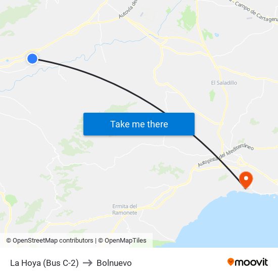 La Hoya (Bus C-2) to Bolnuevo map