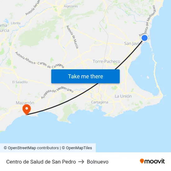 Centro de Salud de San Pedro to Bolnuevo map