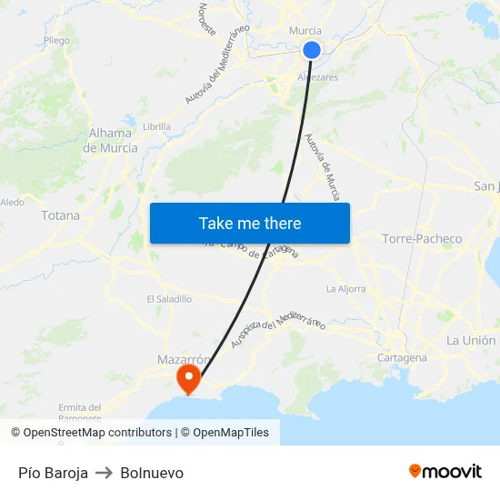 Pío Baroja to Bolnuevo map