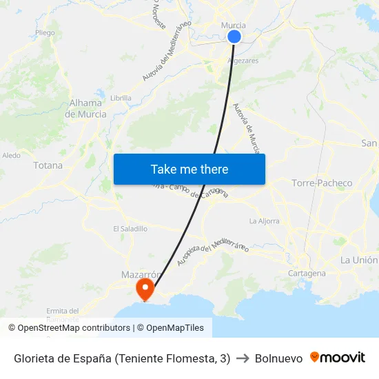 Glorieta de España (Teniente Flomesta, 3) to Bolnuevo map