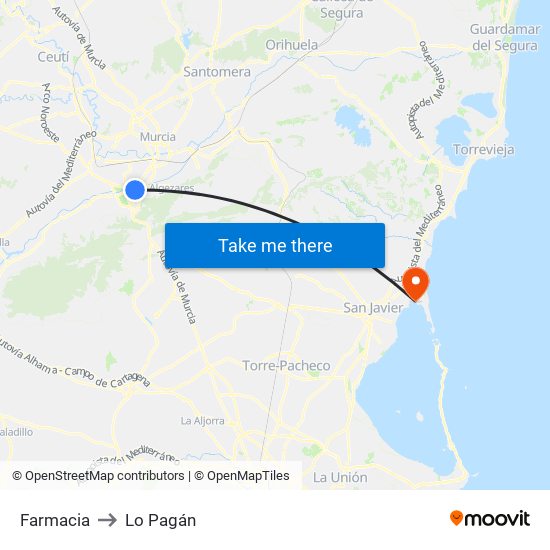 Farmacia to Lo Pagán map