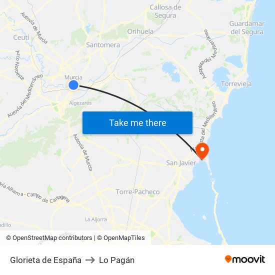 Glorieta de España to Lo Pagán map