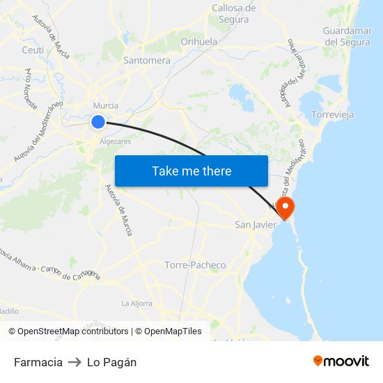 Farmacia to Lo Pagán map